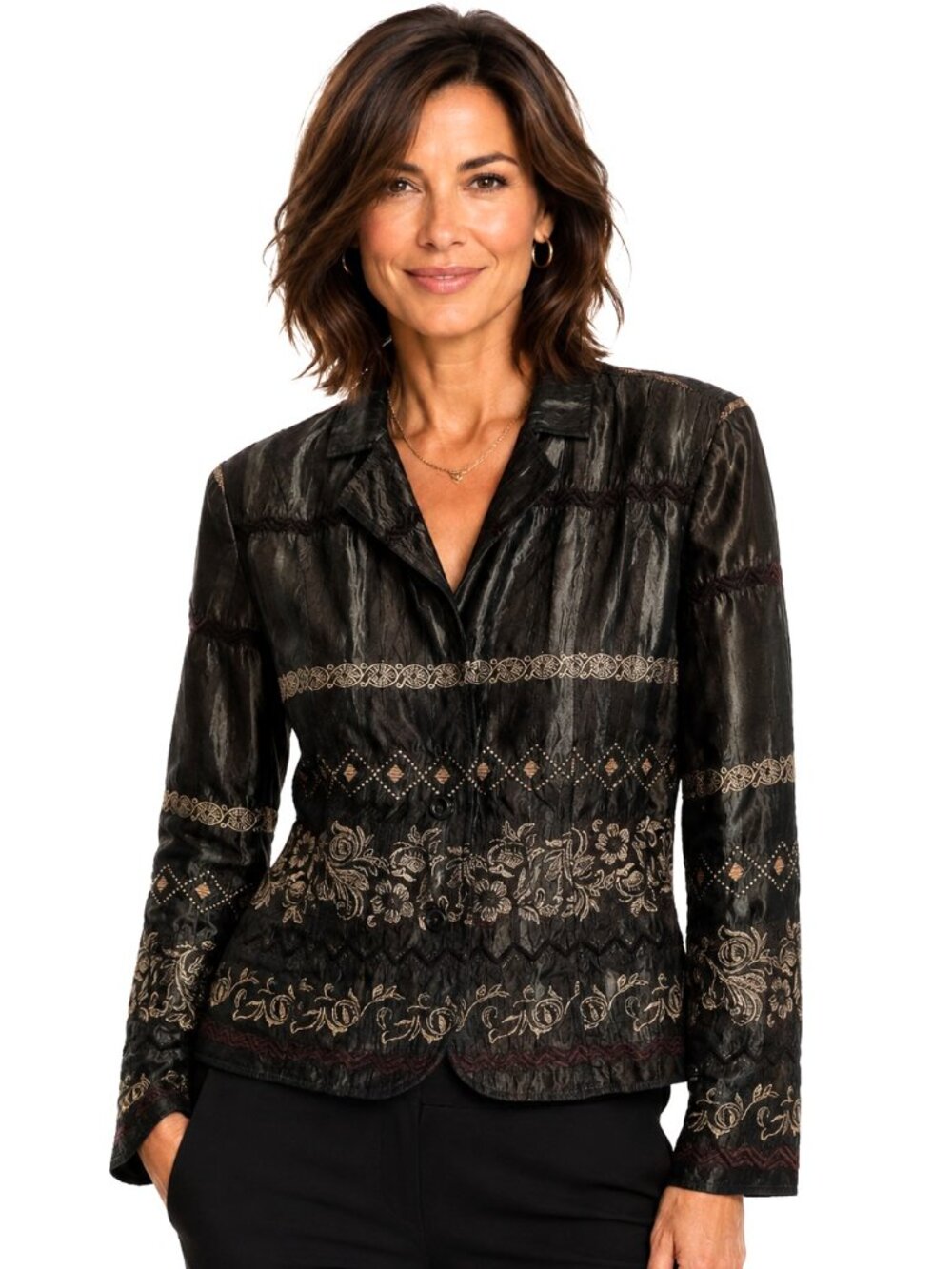 Vintage ELCC Brown Embroidered Brocade Jacket